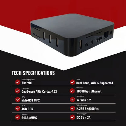 Last Day Promotion 49% OFF⏰2025 S6 Max Smart 4K TV Box🔥No Monthly Fees📶100% Free TV Box